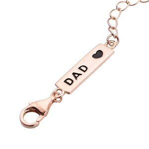 14K Rose Gold Over Sterling Silver 9mm Lobster Lock with DAD Tag Extender Chain